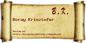 Boray Krisztofer névjegykártya